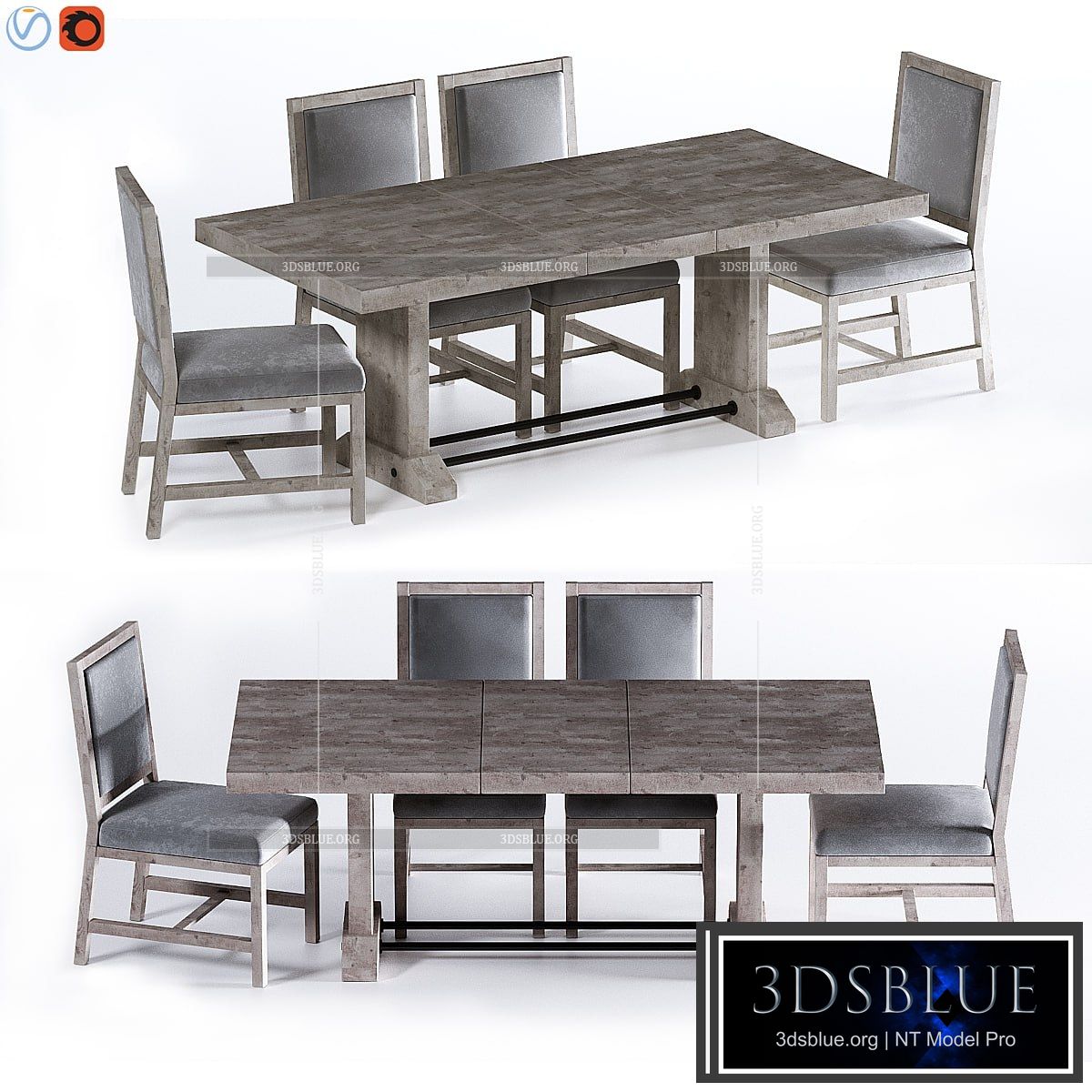 Fort Extending Dining Table 3DS Max - thumbnail 3