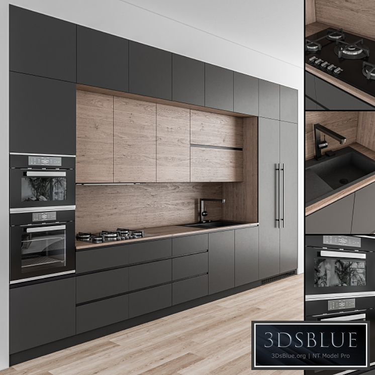 Kitchen Modern – Wood and Black 49 3DS Max - thumbnail 3