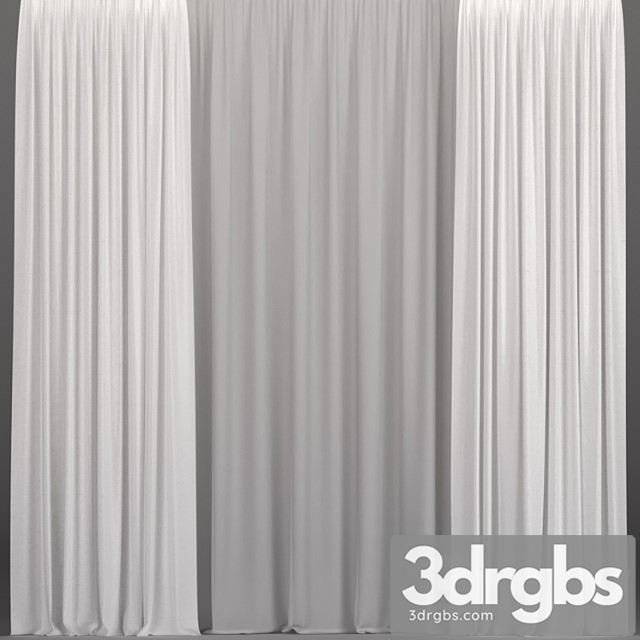White curtains from tulle. 3dsmax Download - thumbnail 1