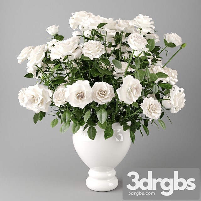 White Roses in a White Vase 3dsmax Download - thumbnail 1