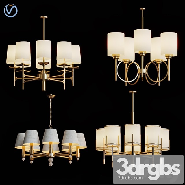 Wide antique brass chandelier_3 3dsmax Download