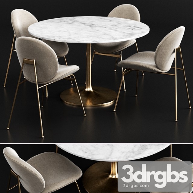 West Elm And Crate Barrel Dinning Set 3dsmax Download - thumbnail 1