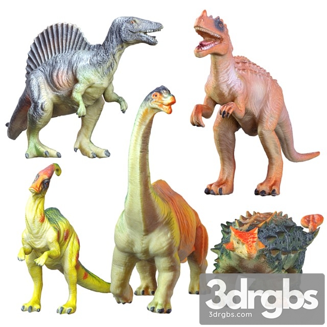 Collection of Five Dinosaur Toys 3dsmax Download - thumbnail 1