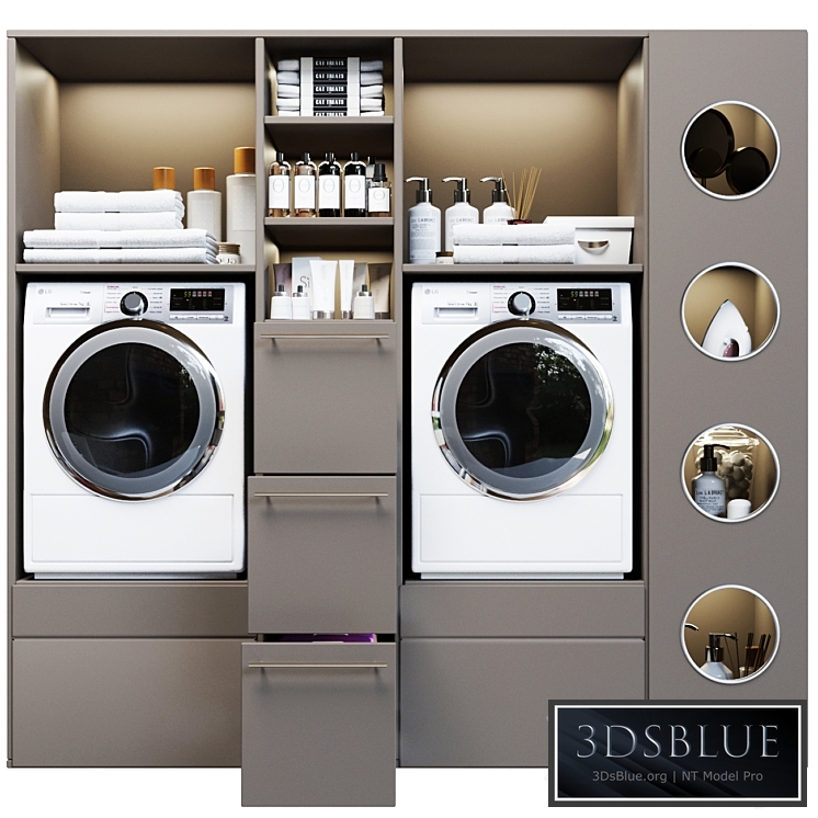 Laundry room in gray with household appliances and cosmetics 5 3DS Max - thumbnail 3