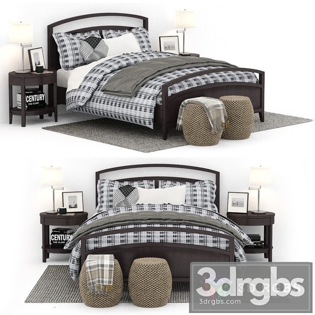 Crate Barrel Arch Charcoal Queen Bed 3dsmax Download - thumbnail 1