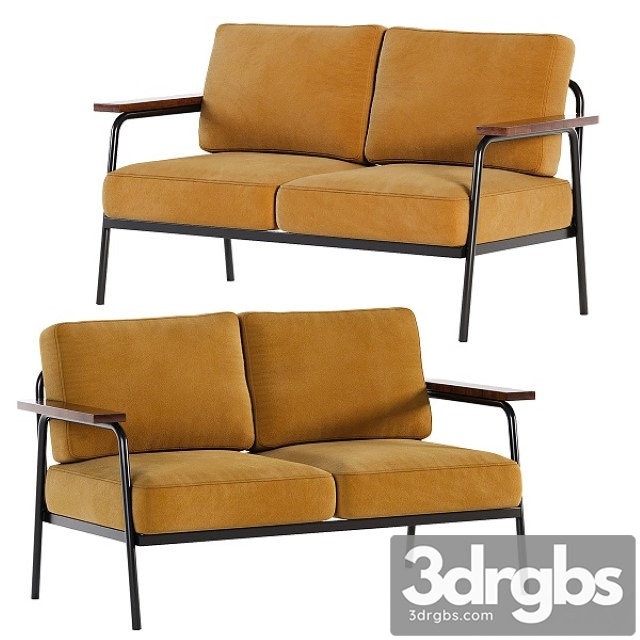 Mid Century Modern Loveseat With 2 3dsmax Download - thumbnail 1