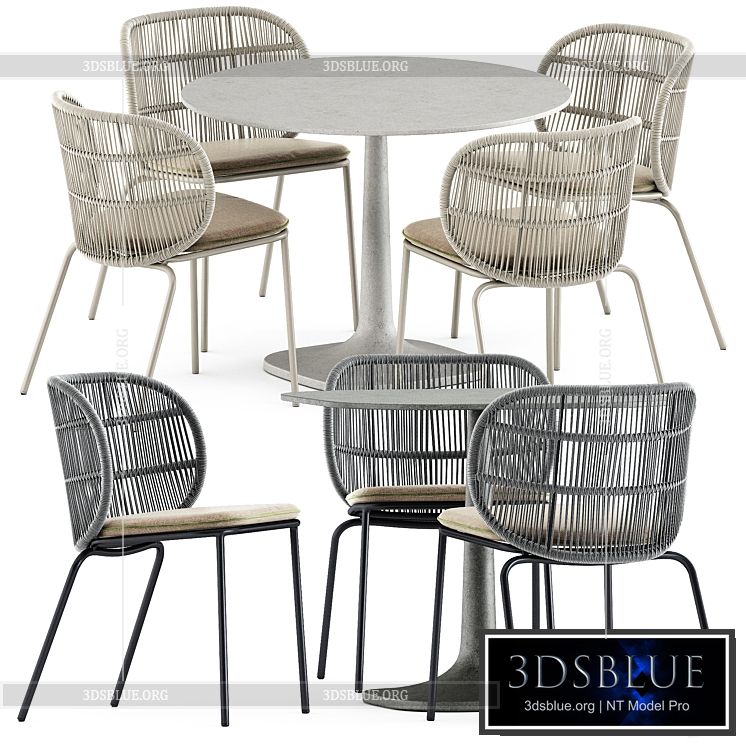 Kodo dining chairs by Vincent Sheppard and Fiore Outdoor table by bebitalia 3DS Max - thumbnail 3