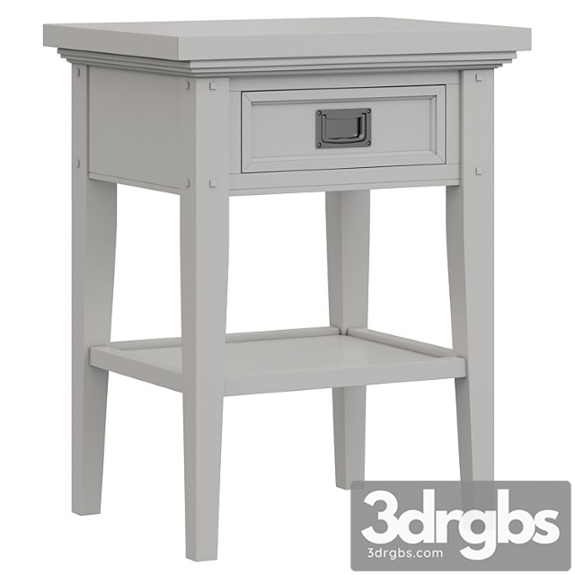 Dantone Nome Oxford Bedside Table With 1 Drawer White 3dsmax Download - thumbnail 1