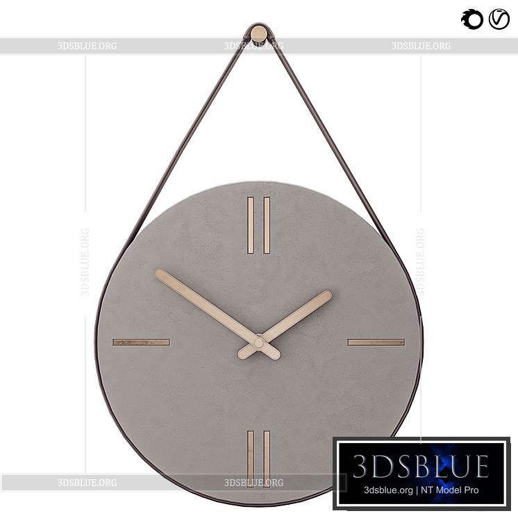 Concrete Hanging Wall Clock 3DS Max - thumbnail 3