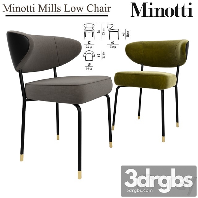 Minotti mills low chair 2 3dsmax Download - thumbnail 1