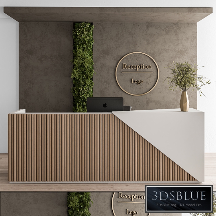 Reception Desk and Wall Decoration – Set 08 3DS Max - thumbnail 3