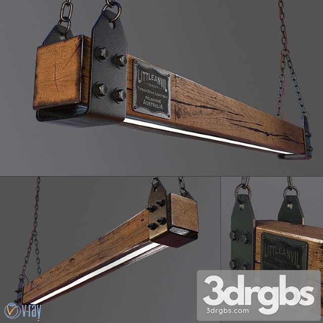 Wood beam led pendant light no.1 3dsmax Download - thumbnail 1
