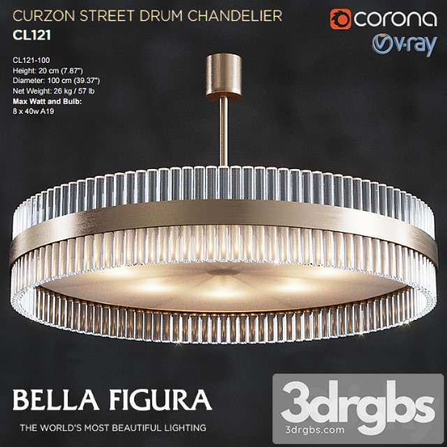 Curzon Street Drum Chandelier Cl121 100 3dsmax Download - thumbnail 1