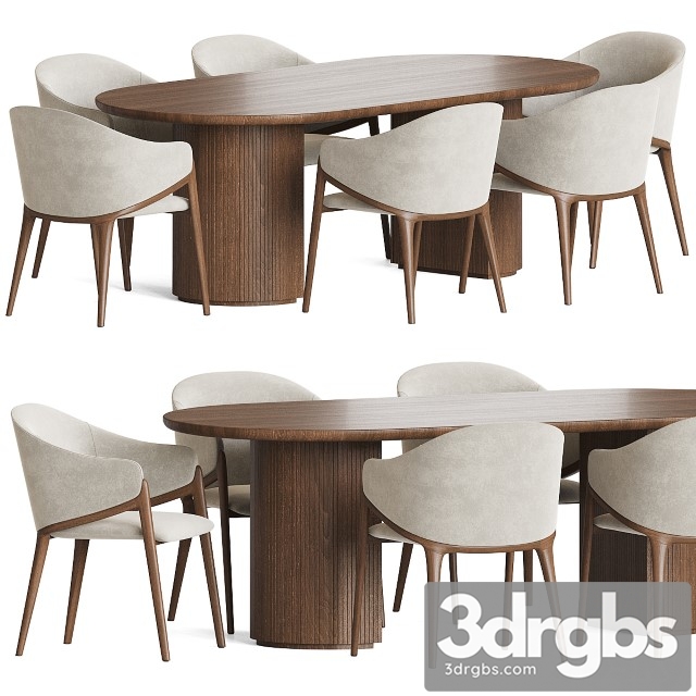 Angelcerda Chair Moon Table Dining Set 3dsmax Download - thumbnail 1