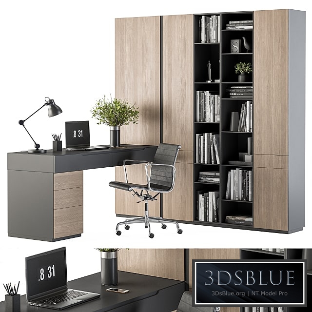 Office Furniture Wardrobe and Table – Home Office 36 3DS Max - thumbnail 3