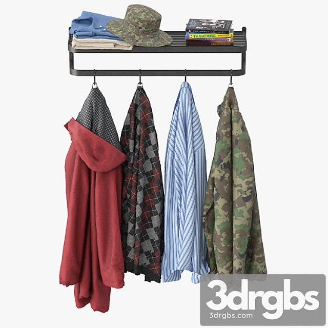 Clothes Wall coat rack 3dsmax Download - thumbnail 1