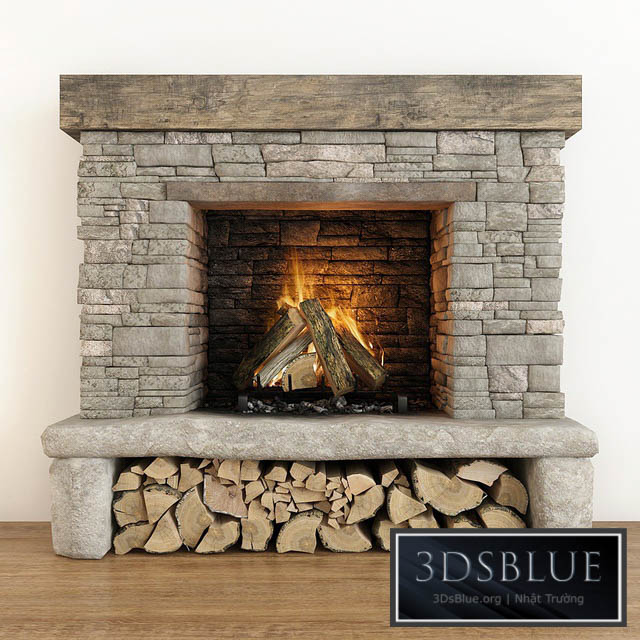 Stone fireplace 3DS Max - thumbnail 3
