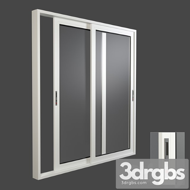 Aluminum sliding door & window white 3dsmax Download - thumbnail 1