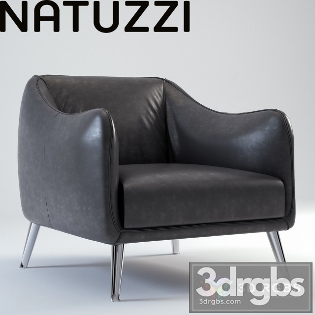 Natuzzi Platea Leather Armchair 3dsmax Download - thumbnail 1