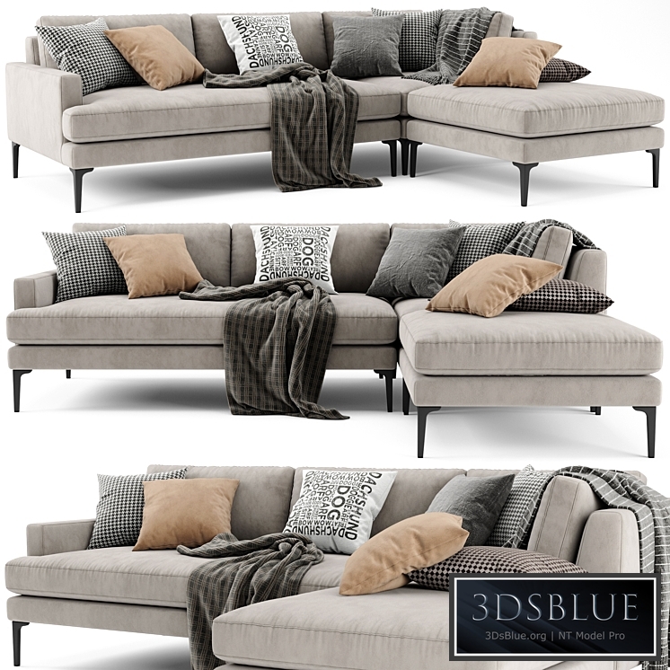 West Elm Andes Sectional Chaise Sofa 3DS Max - thumbnail 3