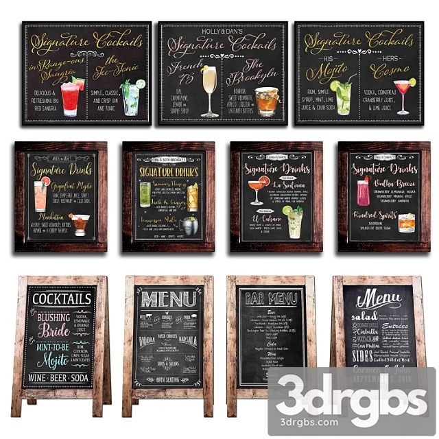 Chalkboard for cafe 1 3dsmax Download - thumbnail 1