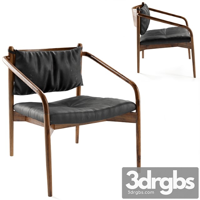 Lento Black Leather Lounge Chair 1 3dsmax Download - thumbnail 1
