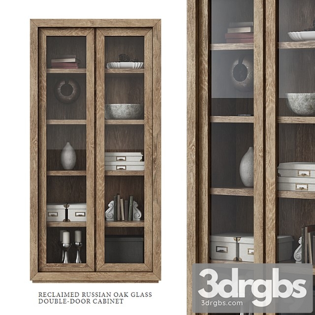 reclaimed russian oak glass double-door cabinet 3dsmax Download - thumbnail 1