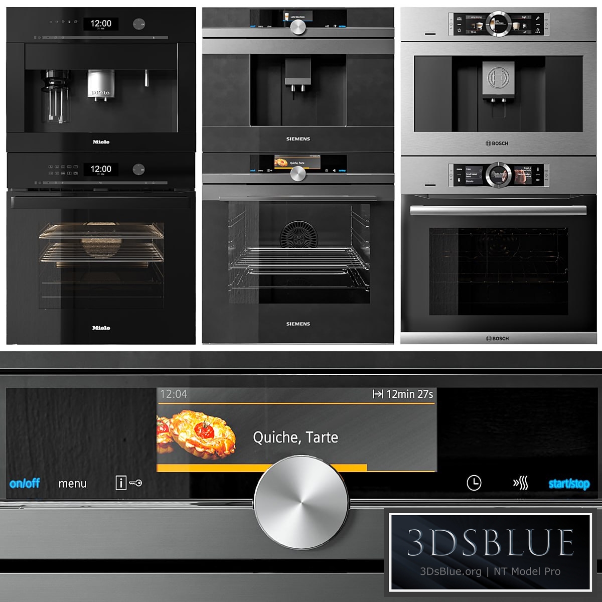 Miele Siemens and Bosch double oven and coffeemaker collection 3DS Max - thumbnail 3