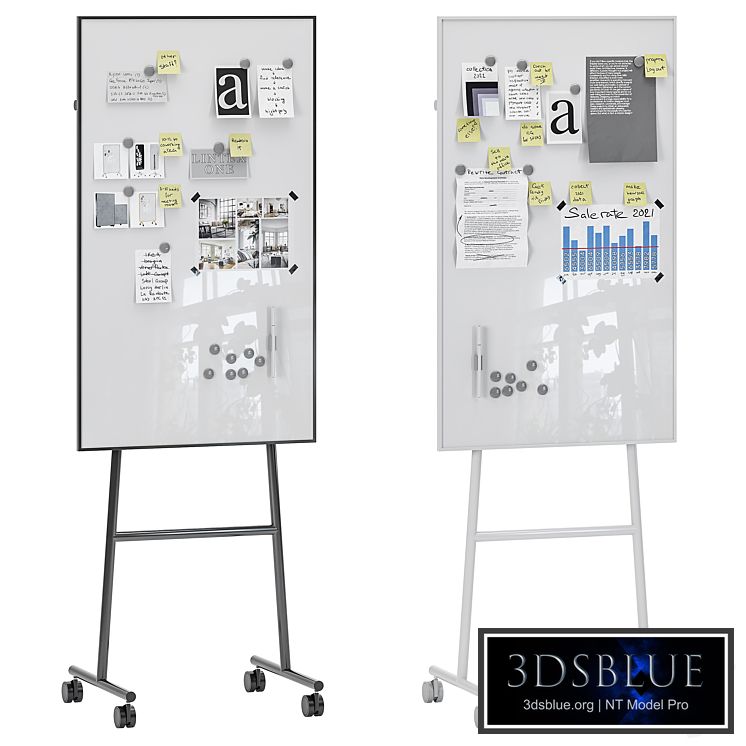 Lintex One Whiteboards with a black or white stand 3DS Max - thumbnail 3