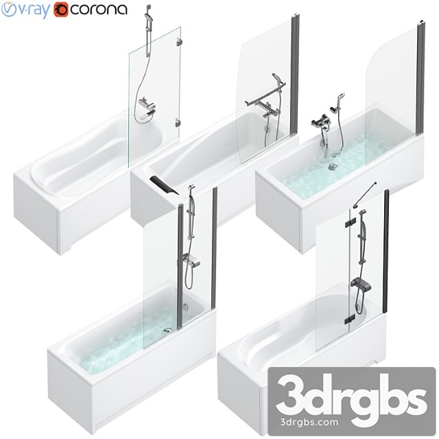 Bath And Shower Curtains Villeroy Boch Sanitana Roca Ideal and Cersanit Set 95 3dsmax Download - thumbnail 1