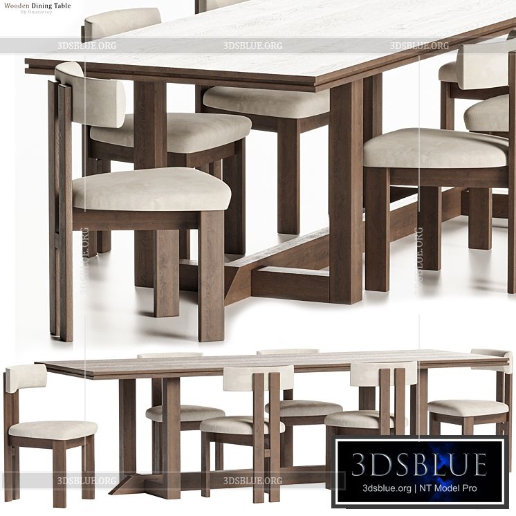 Es Taller Wooden Dining Table with Chairs 3DS Max - thumbnail 3