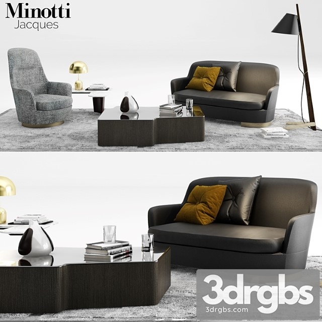 Minotti jacques sofa set 01 2 3dsmax Download - thumbnail 1