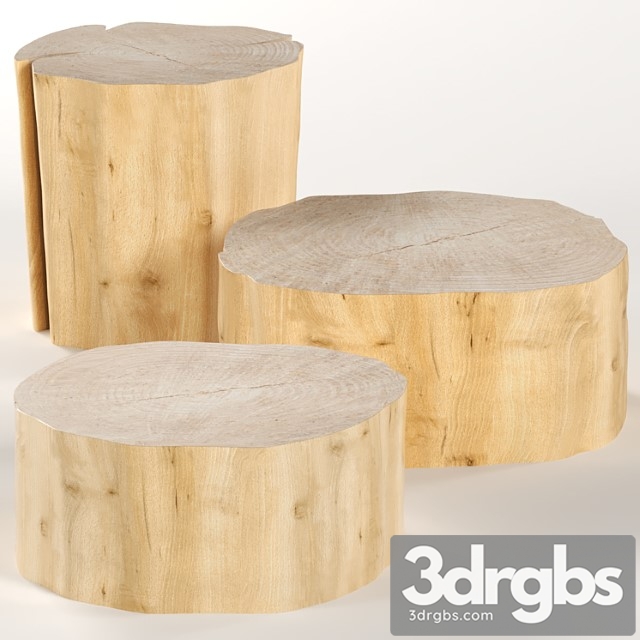 Three round coffee table stump. 2 3dsmax Download - thumbnail 1