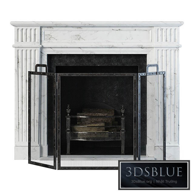 Classic fireplace white marble 3DS Max - thumbnail 3