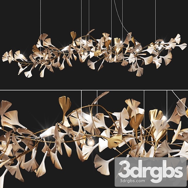 Porcelain chandelier ginkgo bespoke 3dsmax Download