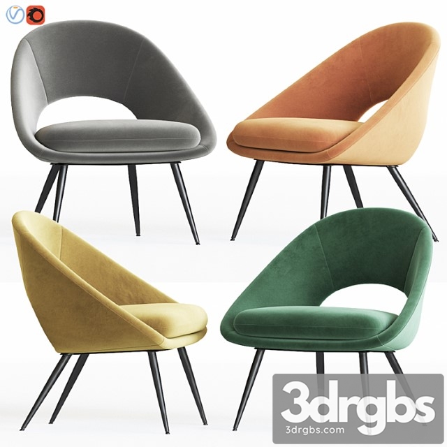 Rendle modern partially open accent armchair 3dsmax Download - thumbnail 1