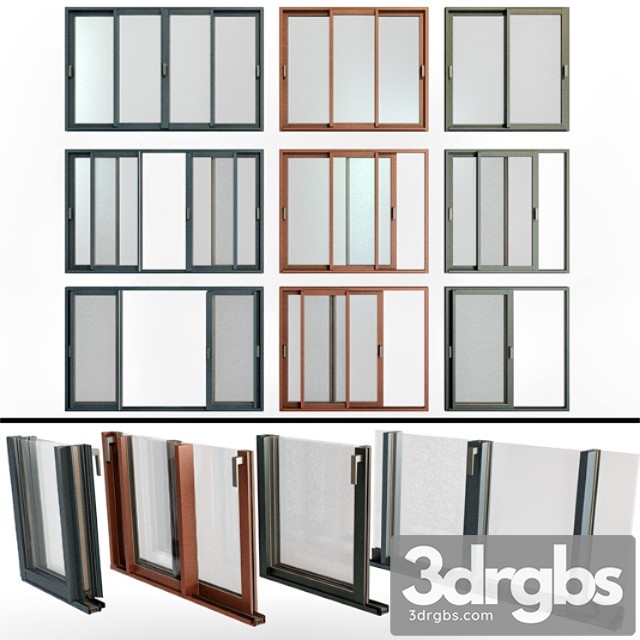 Sliding stained glass aluminum windows_2 3dsmax Download - thumbnail 1
