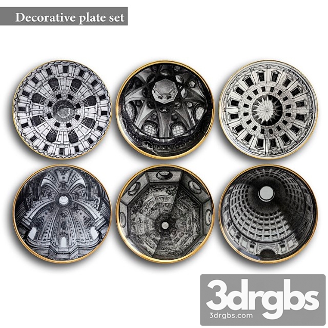 Decorative plate set 5 3dsmax Download - thumbnail 1