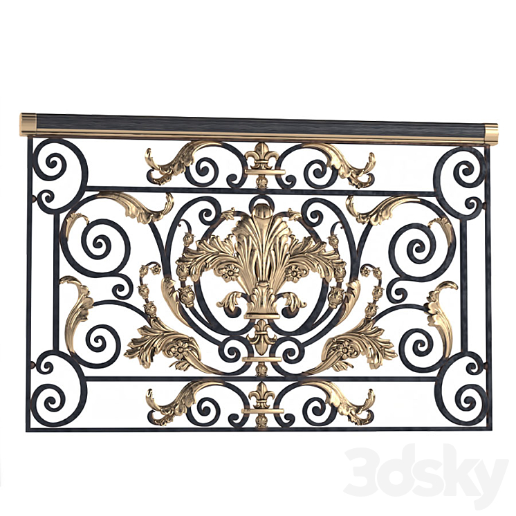 Classic wrought iron enclosure with cast inlays. Classic forged fence 3DS Max - thumbnail 3