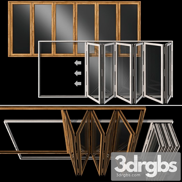 Folding stained glass wooden doors_1 3dsmax Download