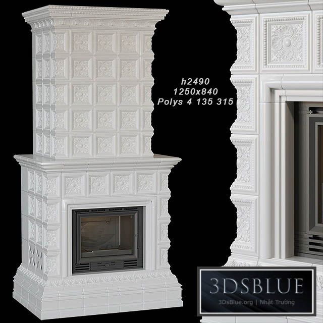Tile fireplace 02 3DS Max - thumbnail 3