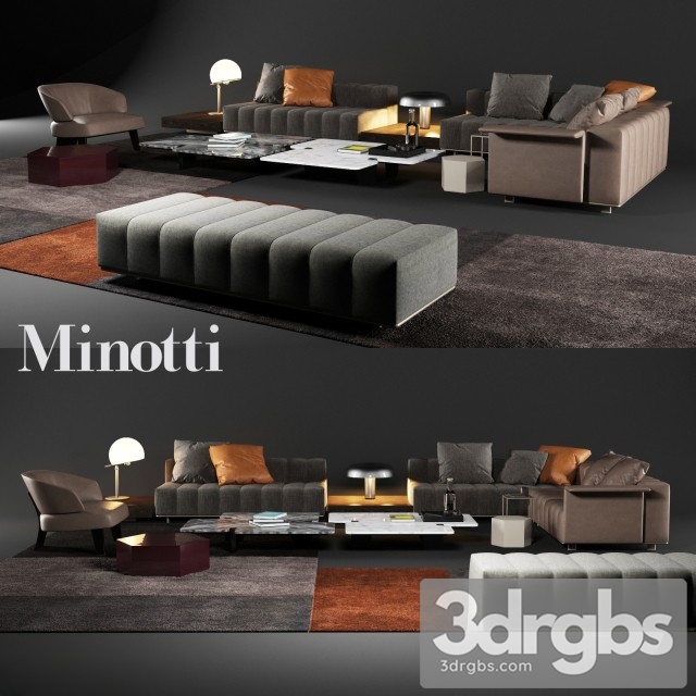 Minotti Freeman Tailor Lounge Sofa 01 3dsmax Download - thumbnail 1