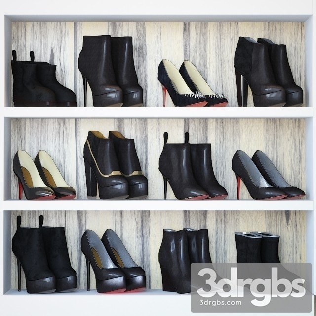 Clothes Woman Shoes Set Black 3dsmax Download - thumbnail 1