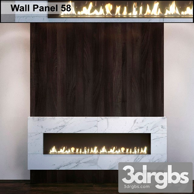 Wall panel 58. fireplace 3dsmax Download