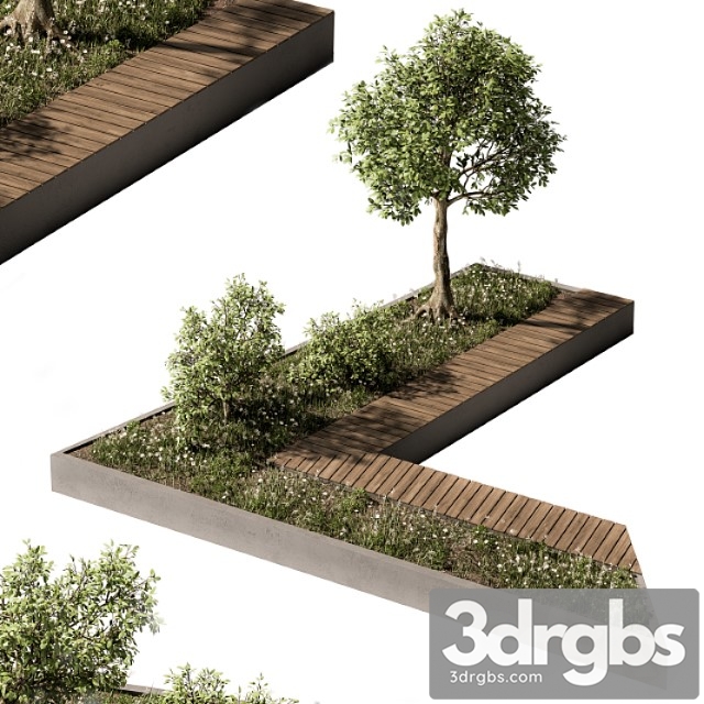 architecture bench with plants set 24 3dsmax Download - thumbnail 1