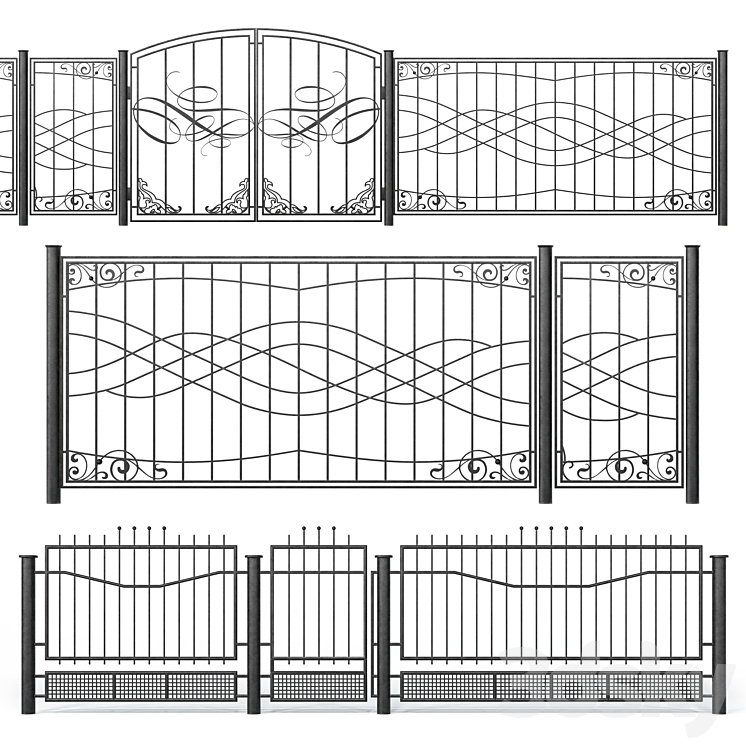 Wrought iron fences – Set 2 3DS Max - thumbnail 3