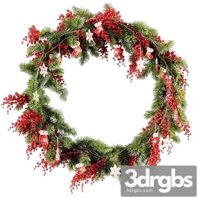 Christmas wreath v2 3dsmax Download - thumbnail 1