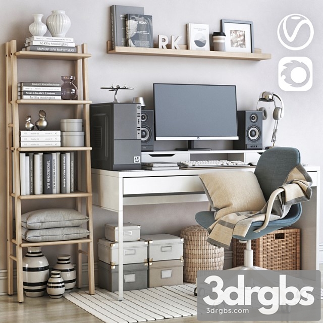 Ikea office workplace 68 2 3dsmax Download - thumbnail 1