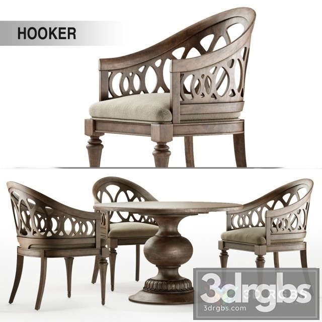 Hooker Table and Chair 3dsmax Download - thumbnail 1