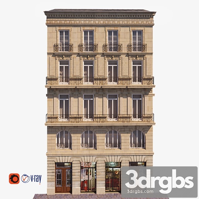 Building Facade For Background 9 3dsmax Download - thumbnail 1